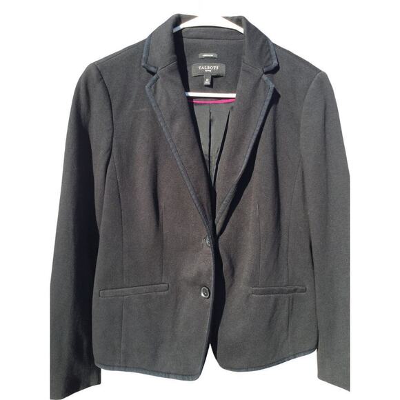 Talbots Womens Aberdeen Blazer Size 8P 8 Petites Black Classic Corporate Knit - Picture 5 of 9